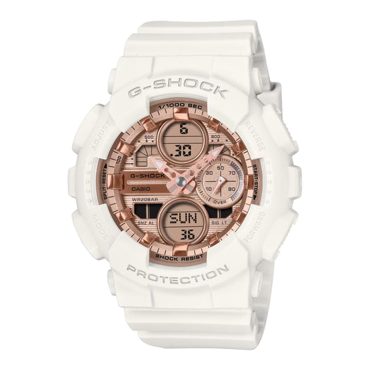 Casio G-Shock GMAS140PG-7A Rose Gold Analog-Digital White Rubber Women's Watch