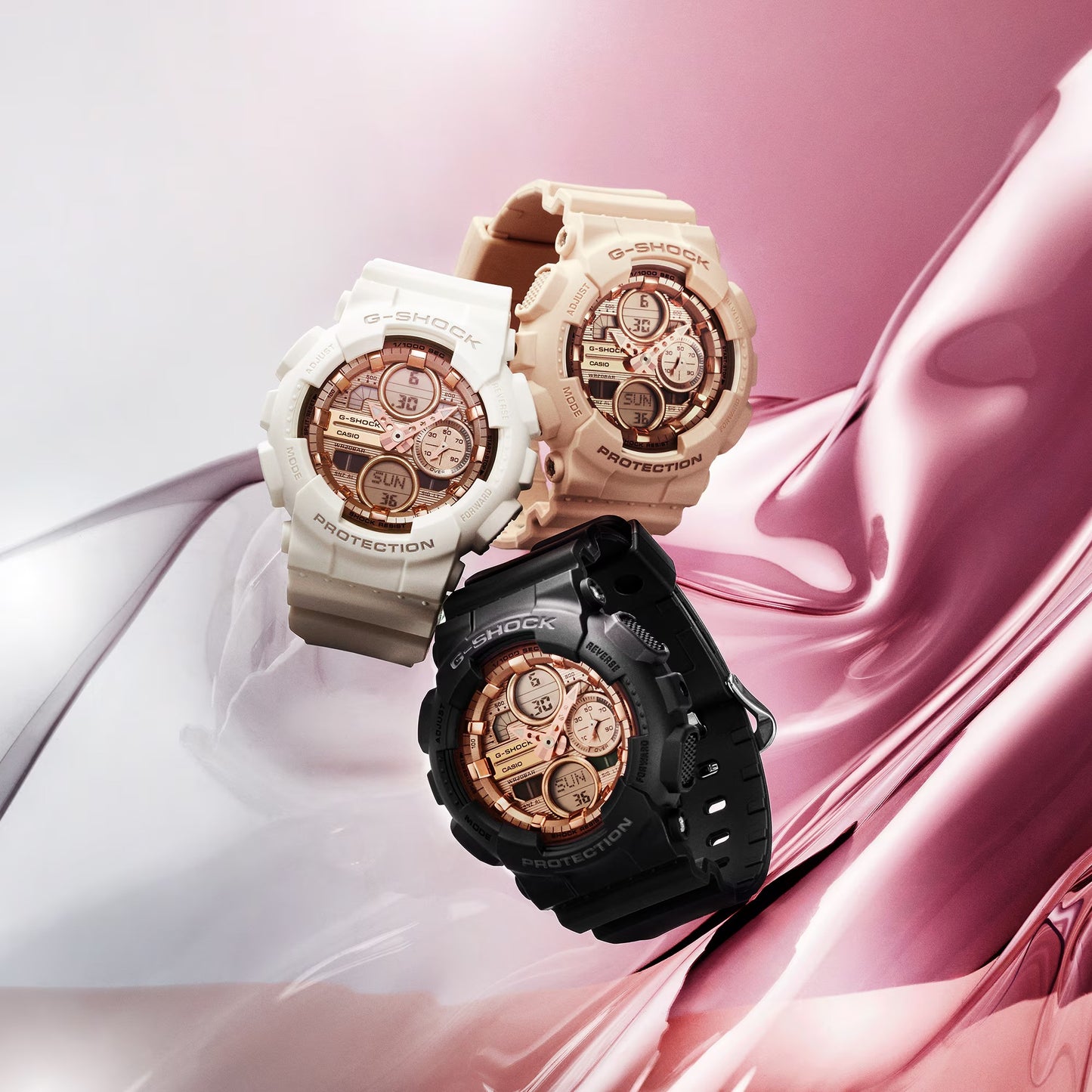 Casio G-Shock GMAS140PG-7A Rose Gold Analog-Digital White Rubber Women's Watch