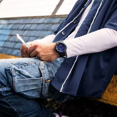 Men's Casio G-Shock Virtual World Analog-Digital Blue Violet Metallic Dial Watch GA700VB-1A