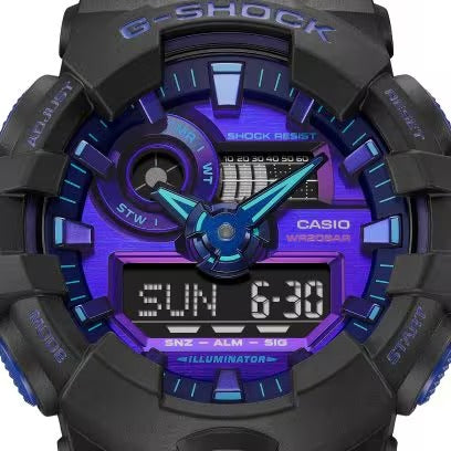 Men's Casio G-Shock Virtual World Analog-Digital Blue Violet Metallic Dial Watch GA700VB-1A