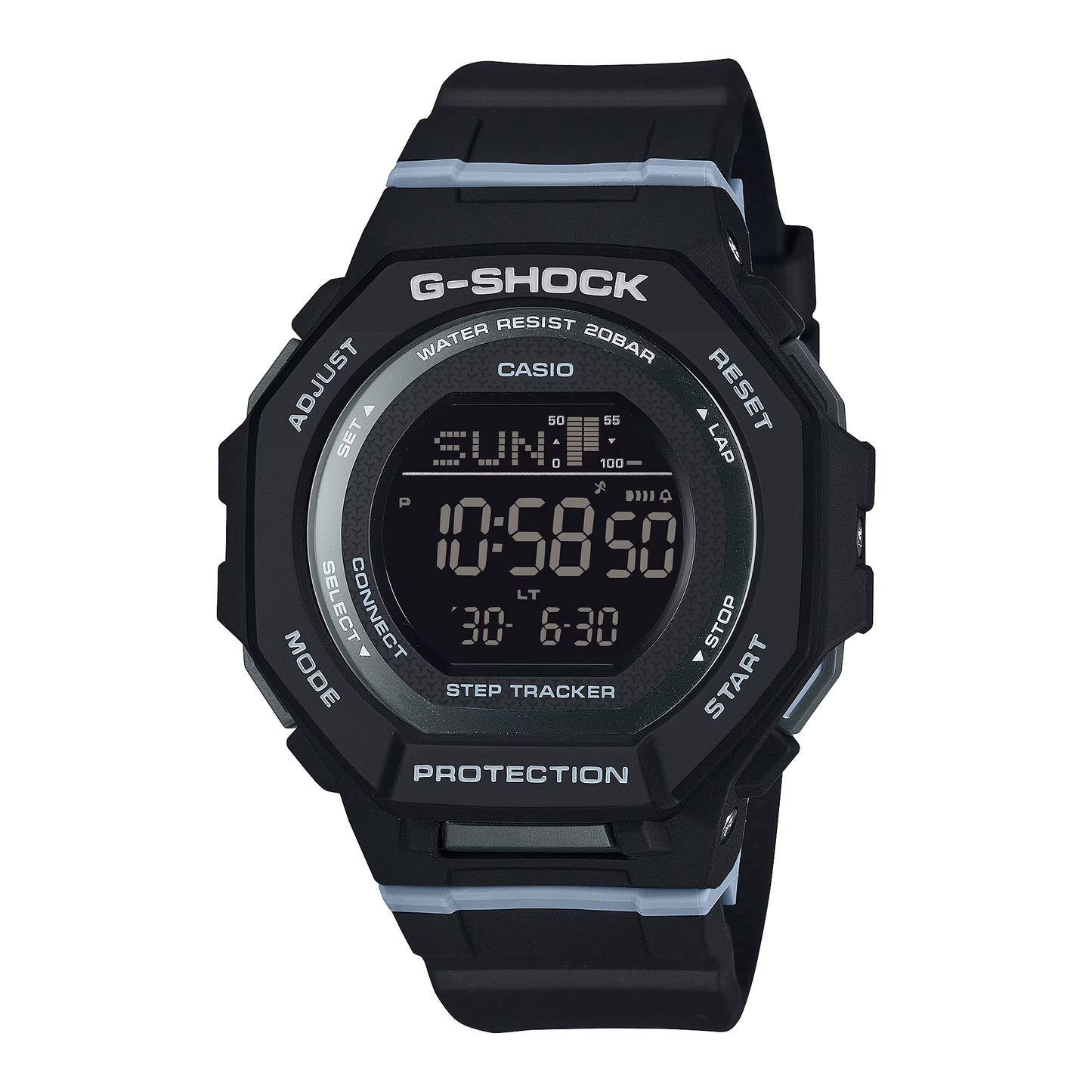 Ladies’ Casio G-Shock Digital Step-Counter Black Resin Strap Watch with Black Dial (Model: GMDB300-1)