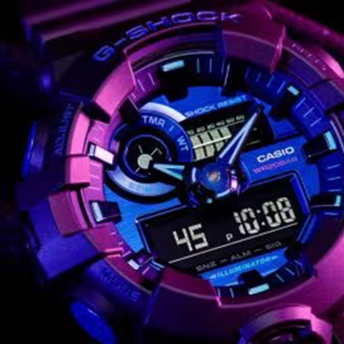 Men's Casio G-Shock Virtual World Analog-Digital Blue Violet Metallic Dial Watch GA700VB-1A
