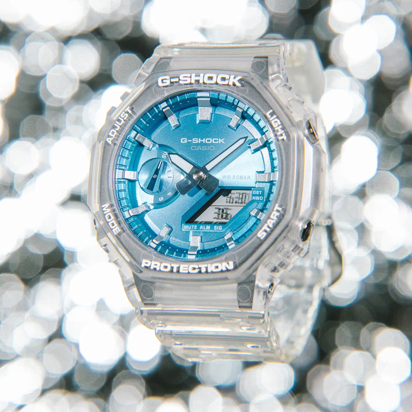 New Casio G-Shock 2100 Series Analog Digital Blue Dial Resin Watch GA2100BM-7A2