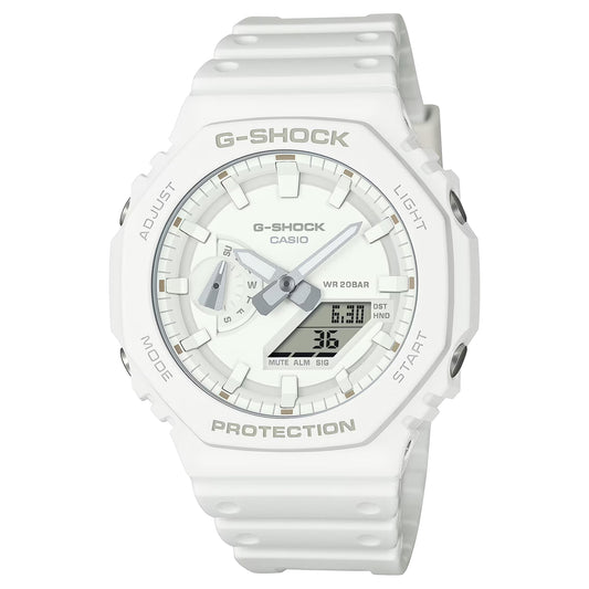 Men's Casio Tone-on-Tone G-SHOCK Analog/Digital Display Watch in White (Model GA2100-7A7)