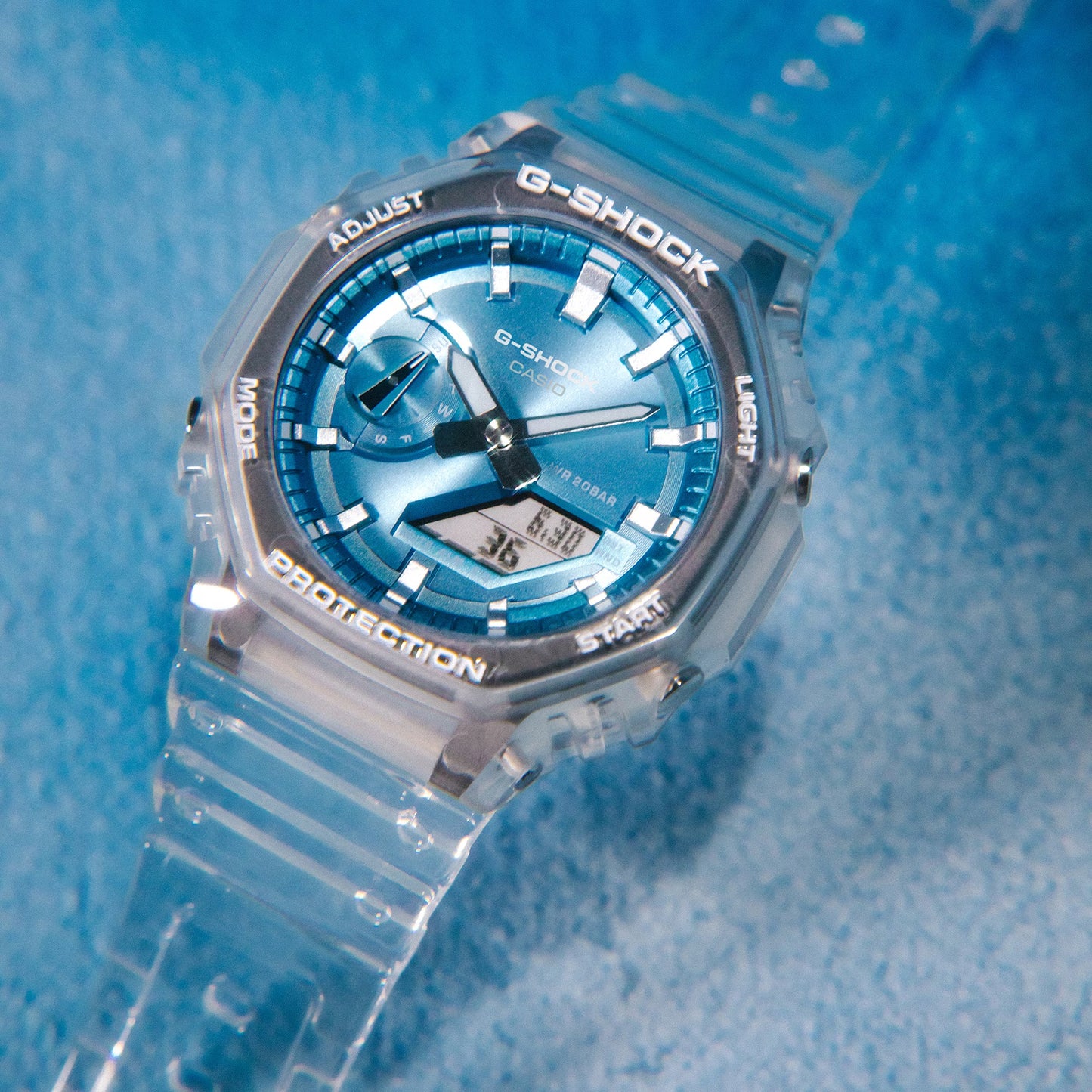 New Casio G-Shock 2100 Series Analog Digital Blue Dial Resin Watch GA2100BM-7A2