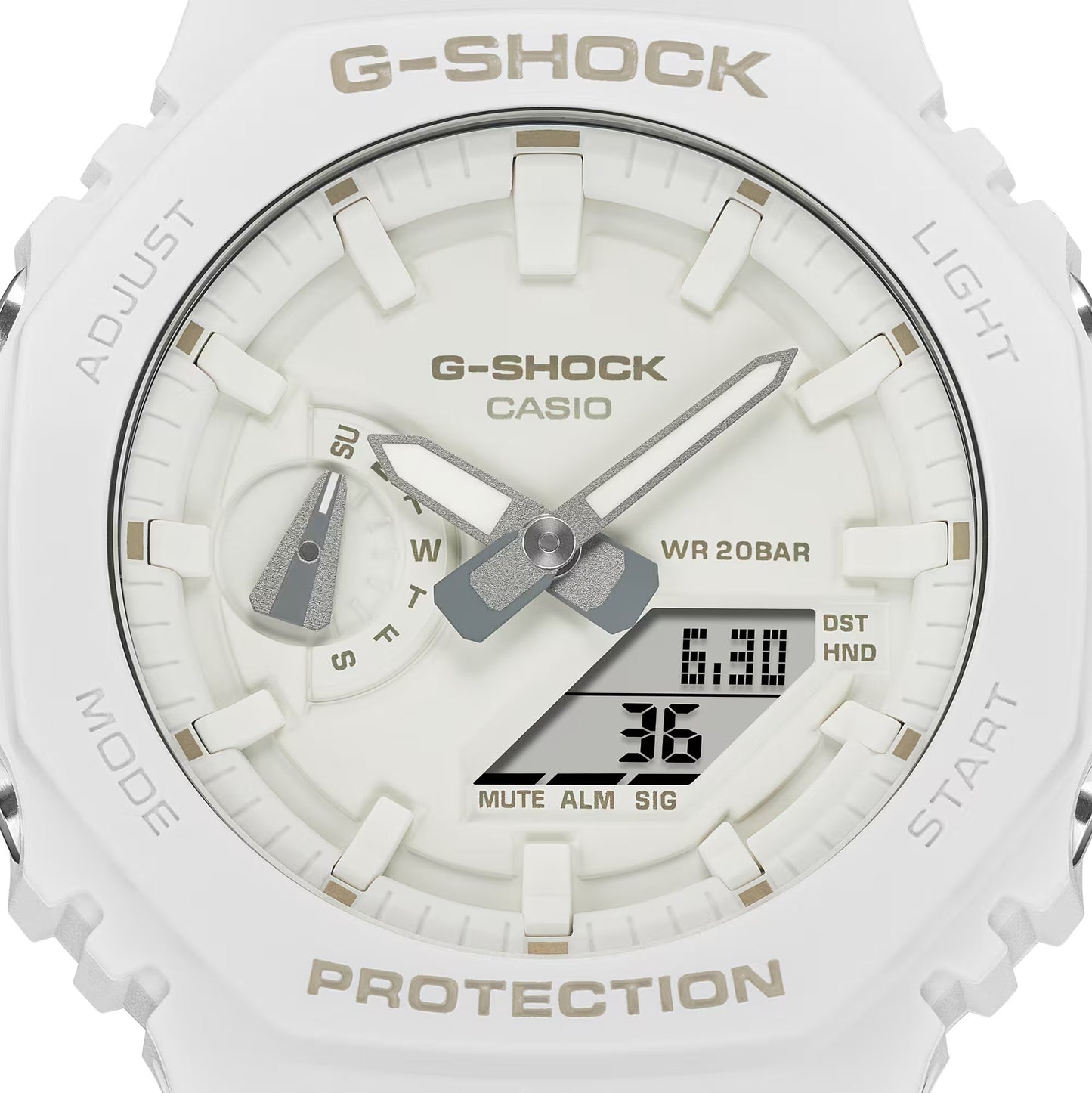 Men's Casio Tone-on-Tone G-SHOCK Analog/Digital Display Watch in White (Model GA2100-7A7)