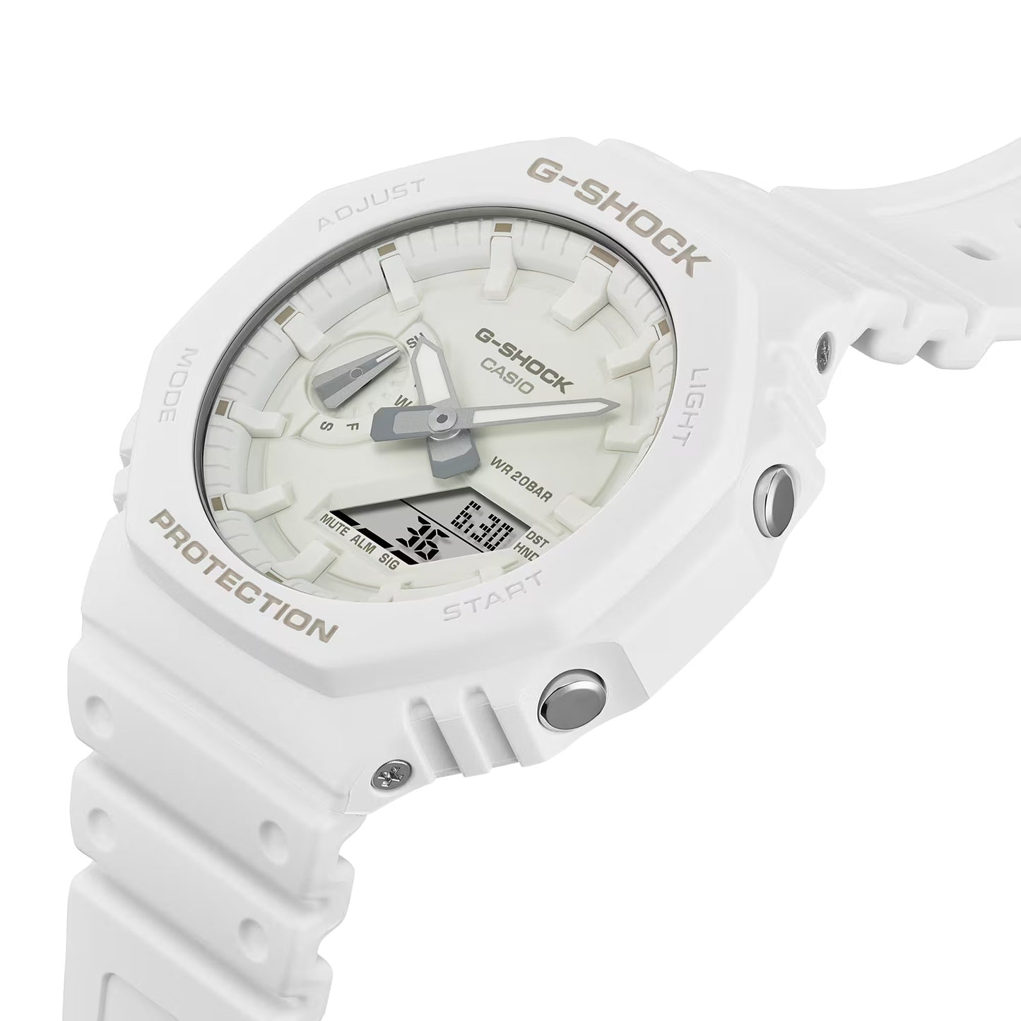Men's Casio Tone-on-Tone G-SHOCK Analog/Digital Display Watch in White (Model GA2100-7A7)