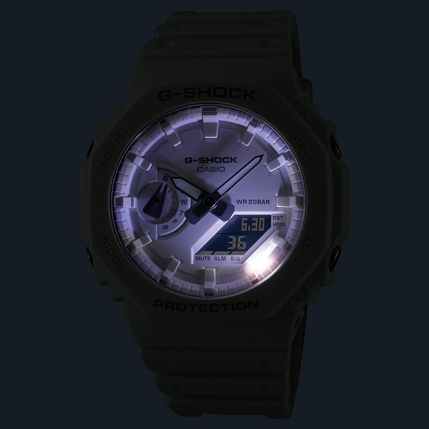 Men's Casio Tone-on-Tone G-SHOCK Analog/Digital Display Watch in White (Model GA2100-7A7)