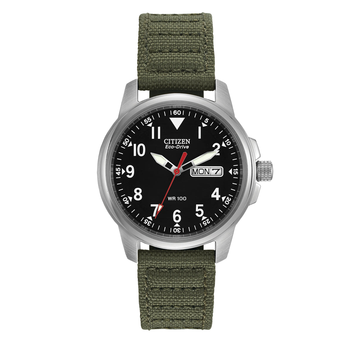 Citizen Men's Eco-Drive Stainless Steel Watch with Green Canvas Band  BM8180-03E