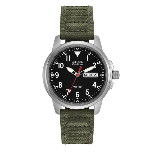 Citizen Men's Eco-Drive Stainless Steel Watch with Green Canvas Band  BM8180-03E