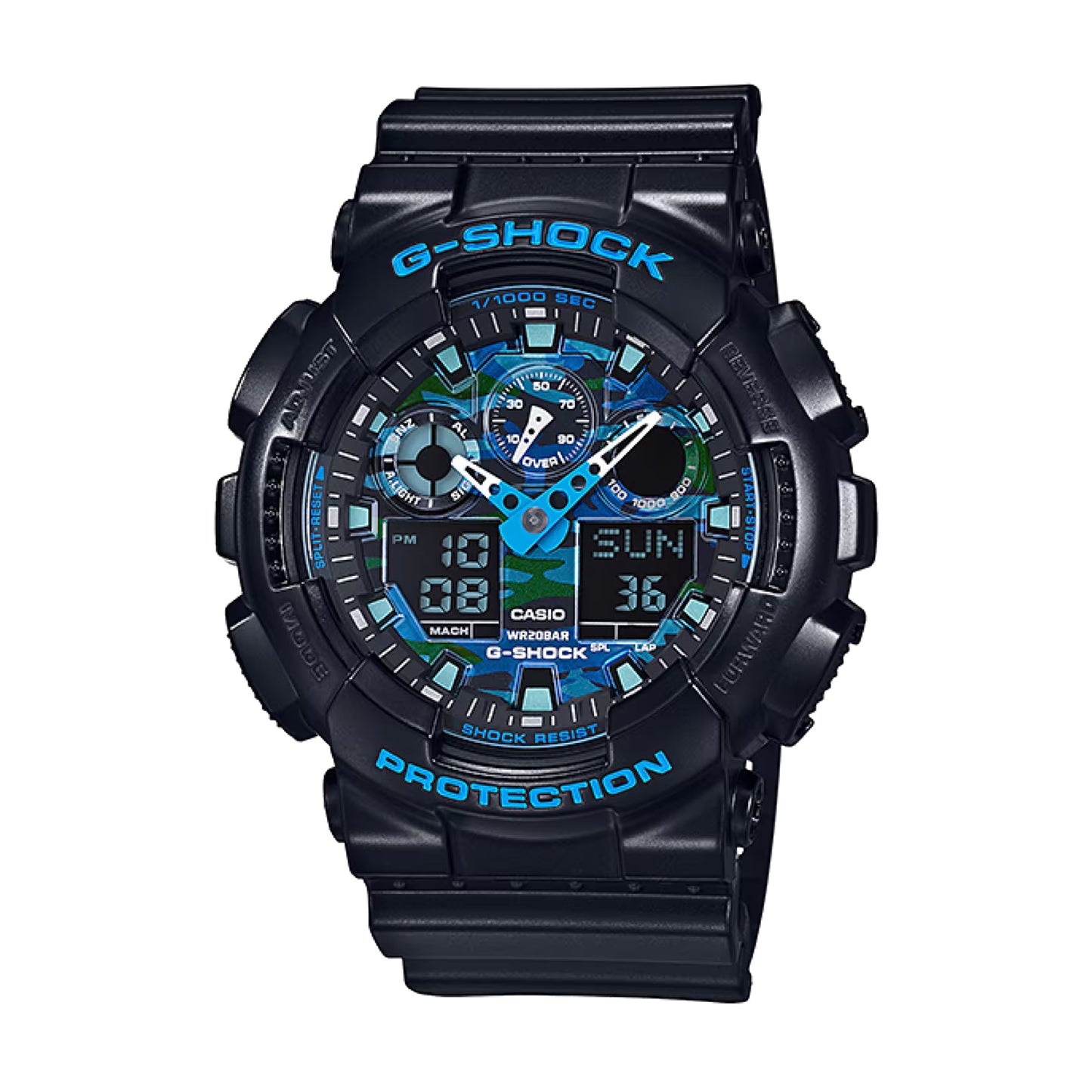 Casio GA100CB-1A Men's Black Analog Digital Blue Dial G Shock Watch