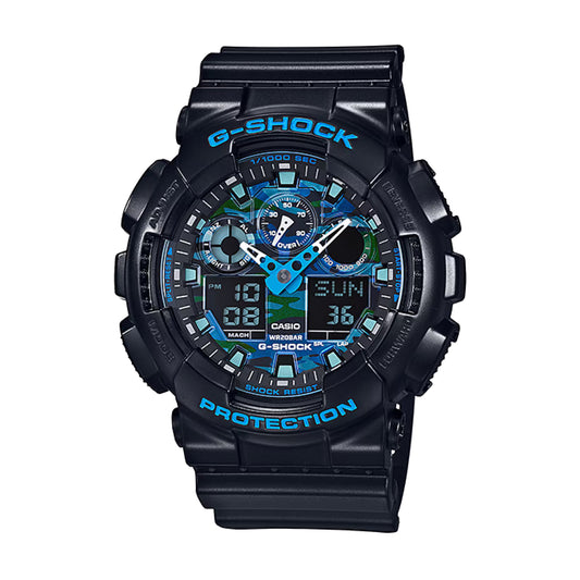 Casio GA100CB-1A Men's Black Analog Digital Blue Dial G Shock Watch