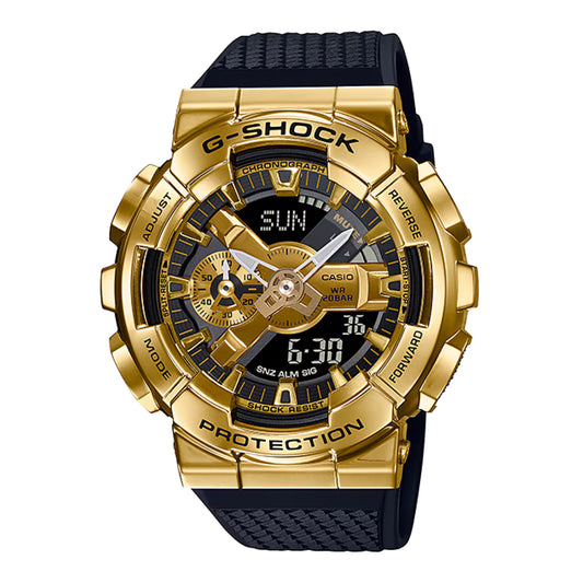 Men's Casio G-Shock Classic Gold-Tone Black Resin Strap Watch with Black and Gold-Tone Dial (Model: GM110G-1A9)