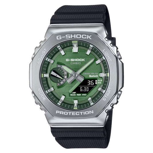 Casio G-Shock G-Steel Solar Connected Green Dial Black Resin Strap Watch - GBM2100A-1A3