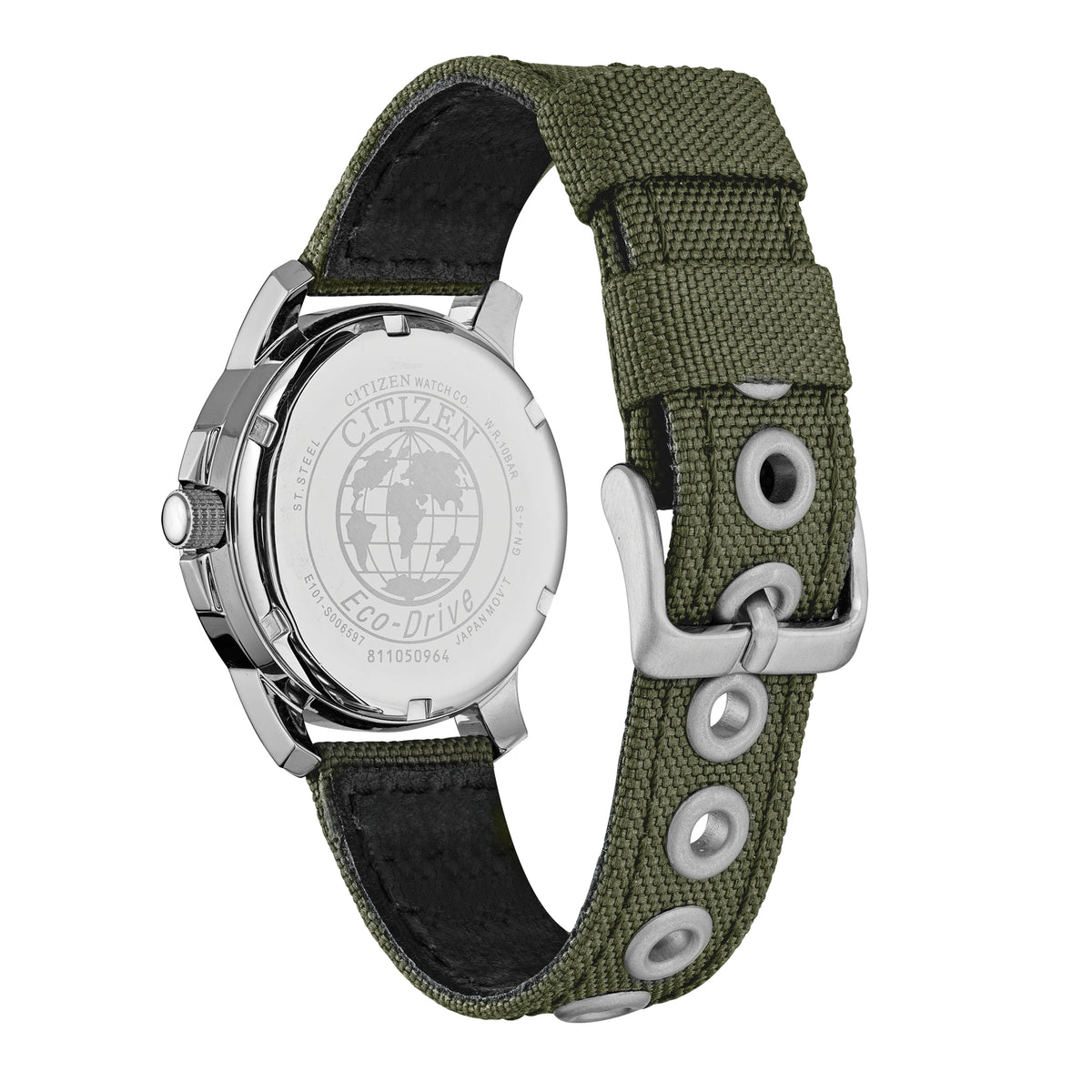 Citizen Men's Eco-Drive Stainless Steel Watch with Green Canvas Band  BM8180-03E