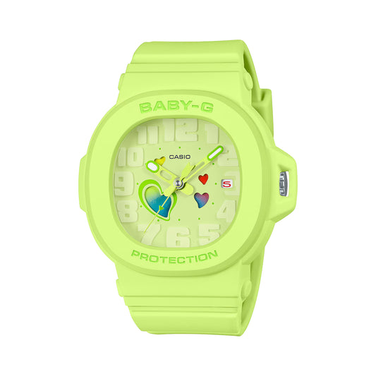 Casio Women's Watch - Baby-G Quartz Heart Motif Green Dial Resin Strap | BGA-10-3A