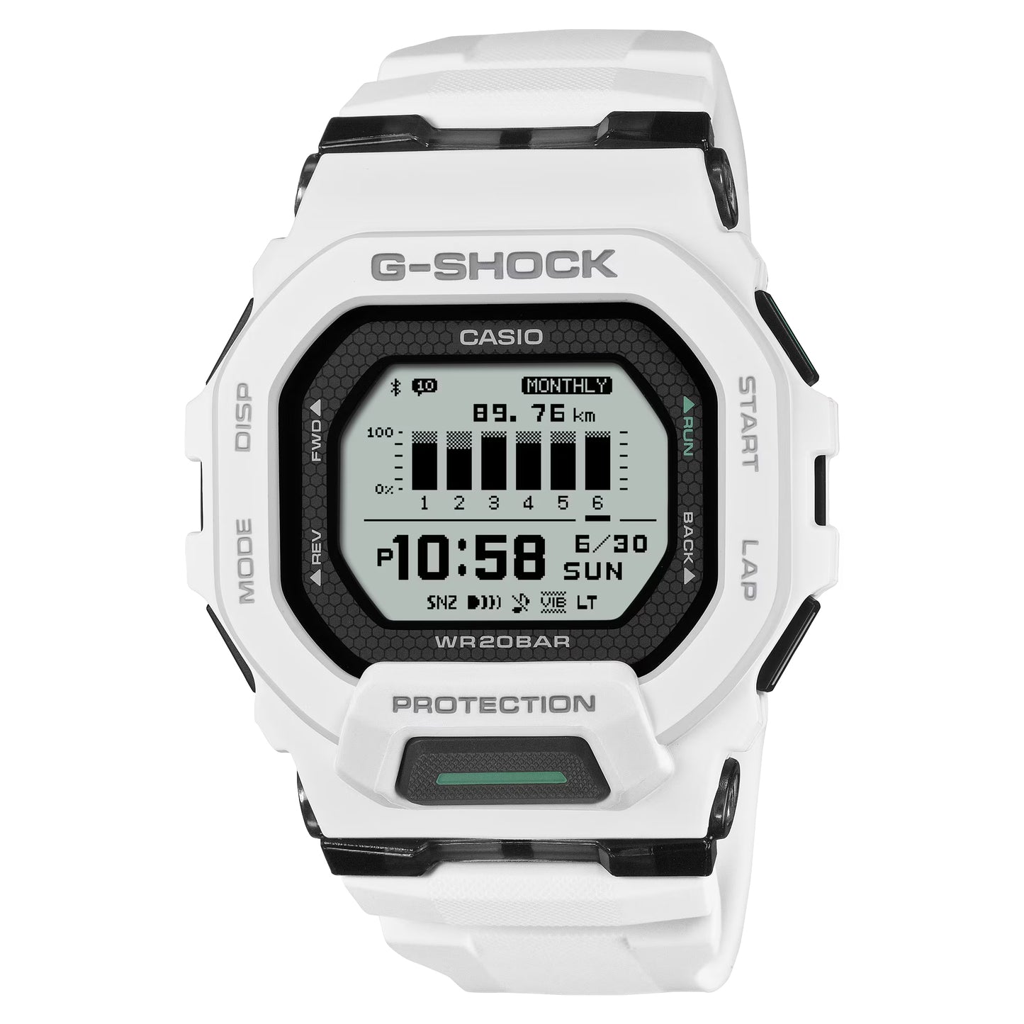 Casio G-Shock G-Squad Move Digital White Resin Strap Fitness Watch 48.4mm - GBD200-7