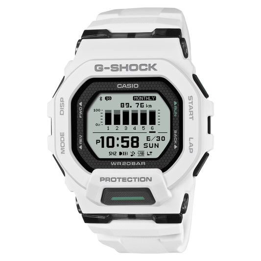 Casio G-Shock G-Squad Move Digital White Resin Strap Fitness Watch 48.4mm - GBD200-7