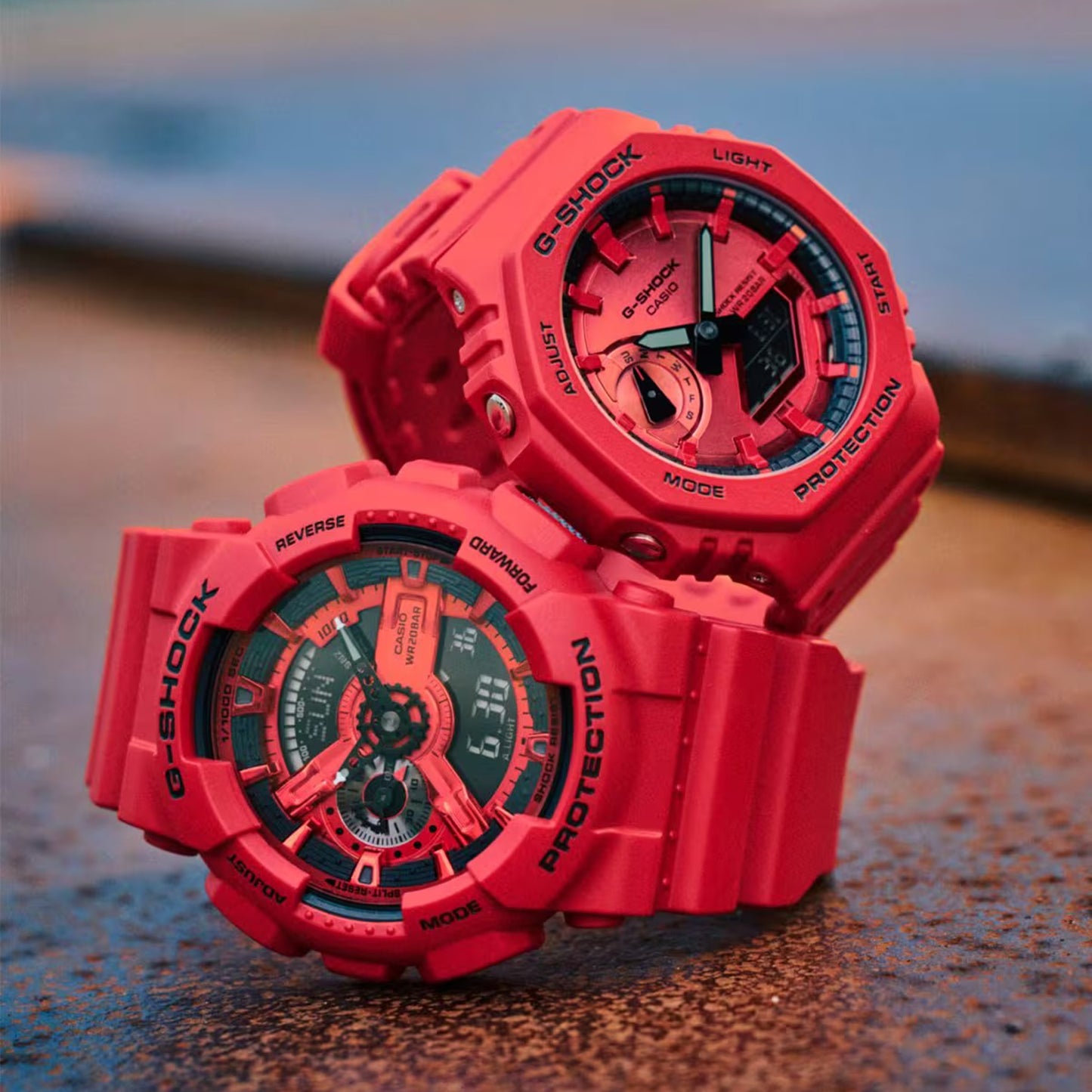 G-Shock Men's 2100 Series Slim Red Ana Digi Bio Based Resin Strap Watch