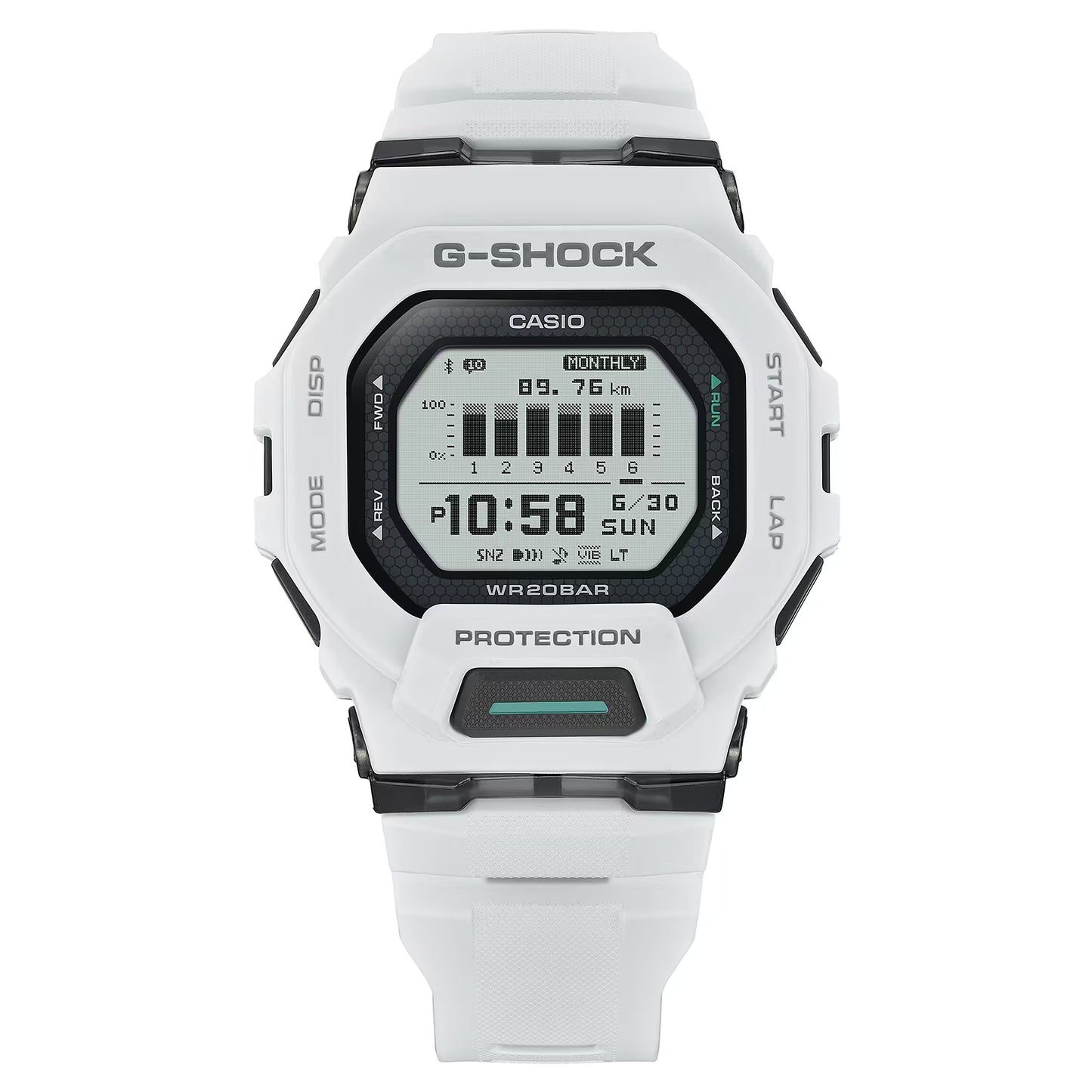 Casio G-Shock G-Squad Move Digital White Resin Strap Fitness Watch 48.4mm - GBD200-7