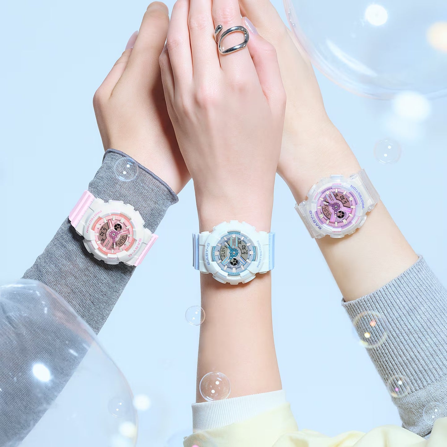 Baby G-Shock Pink Dial Pink Resin Band Iridescent White Case Watch BA110PD-4A