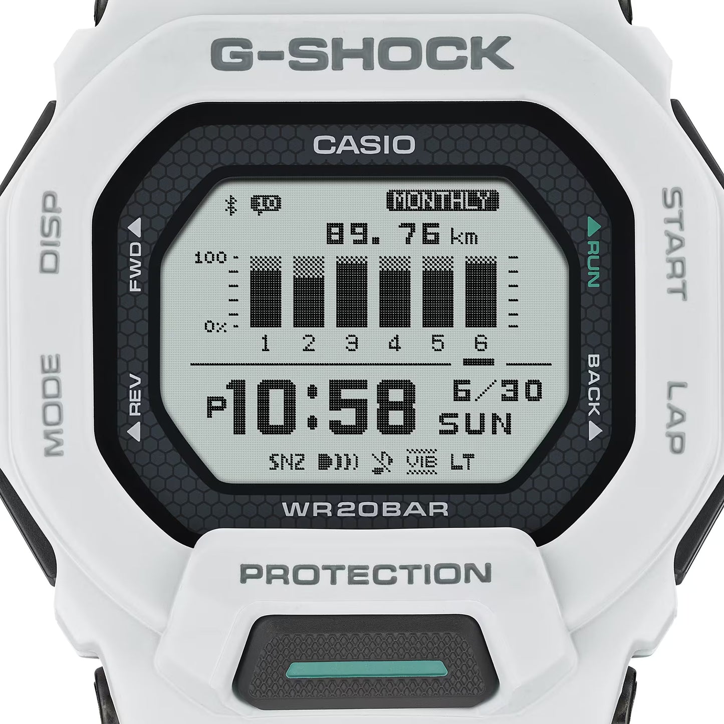 Casio G-Shock G-Squad Move Digital White Resin Strap Fitness Watch 48.4mm - GBD200-7