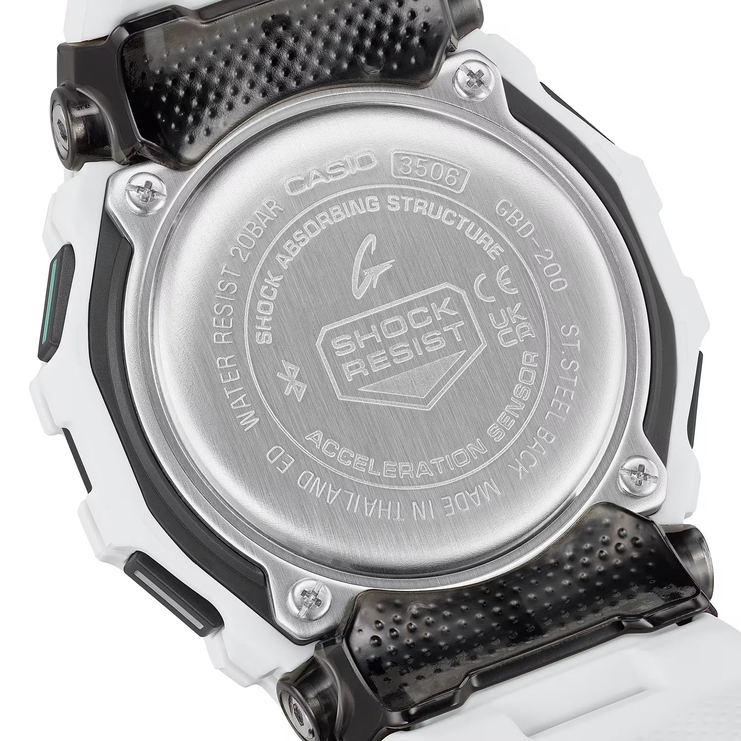 Casio G-Shock G-Squad Move Digital White Resin Strap Fitness Watch 48.4mm - GBD200-7