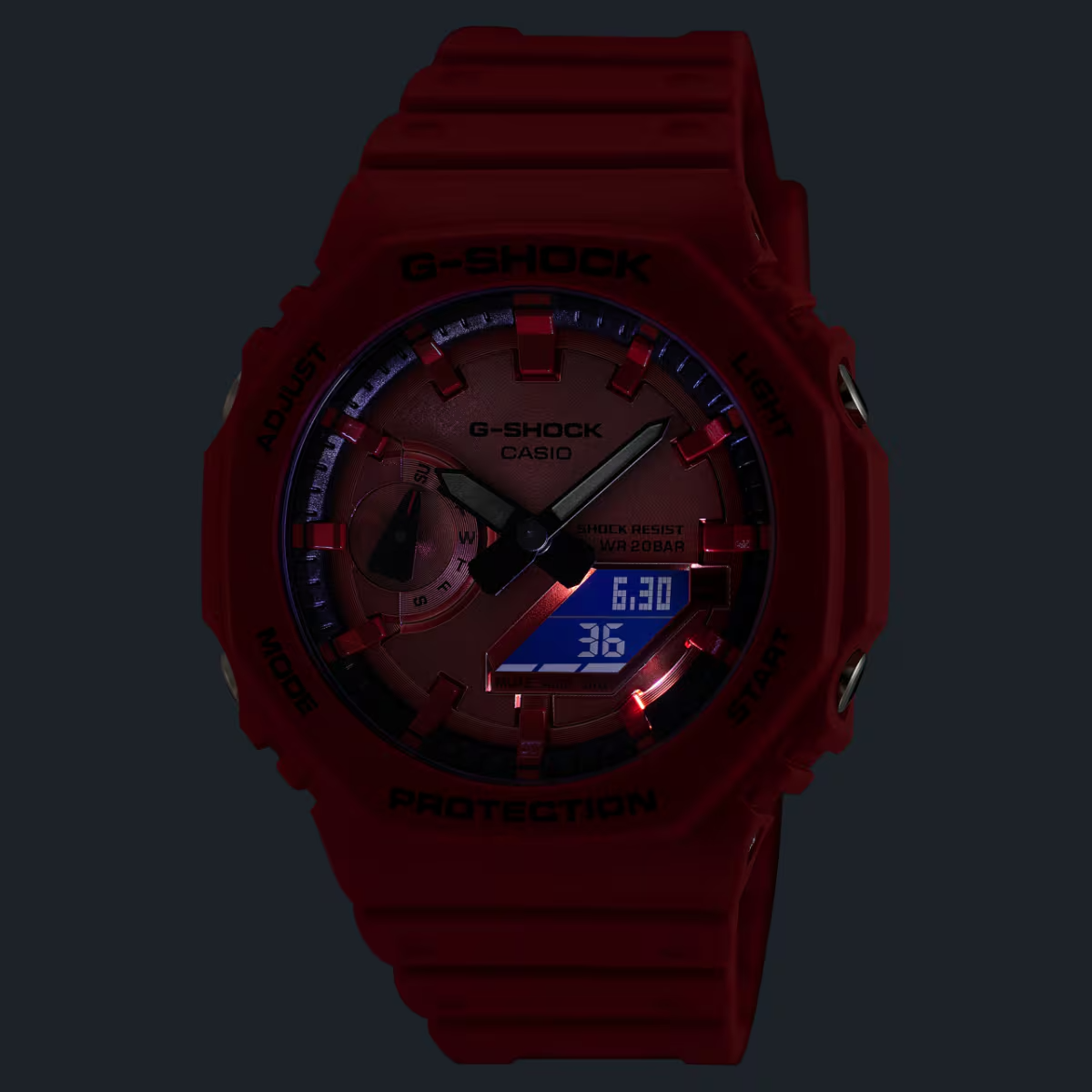G-Shock Men's 2100 Series Slim Red Ana Digi Bio Based Resin Strap Watch