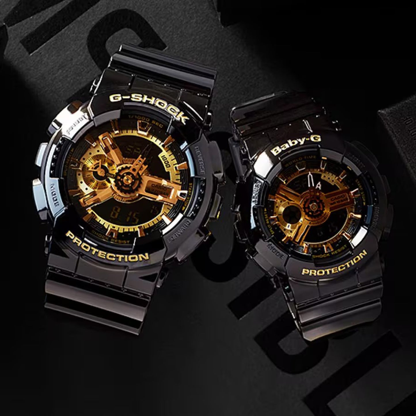 Men's Casio G-Shock Classic Resin Strap Watch with Black and Gold-Tone Dial (Model: GA110GB-1A)