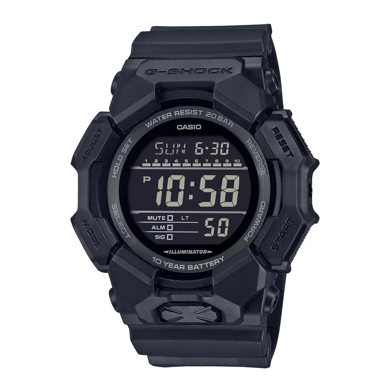 Men's Casio G-Shock Digital Black Bio-Based Resin Strap Watch with Black Dial (Model: GD010-1A1)