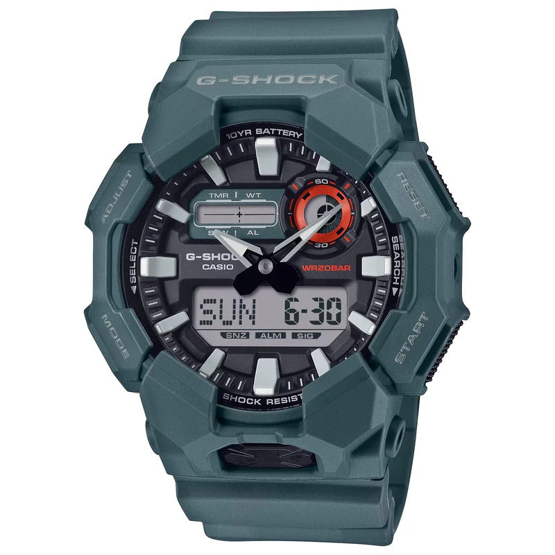 Men's Casio G-Shock Analog Digital Green Resin Strap Watch with Black Dial (Model: GA010-2A)