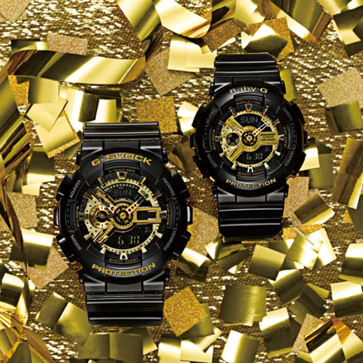 Men's Casio G-Shock Classic Resin Strap Watch with Black and Gold-Tone Dial (Model: GA110GB-1A)