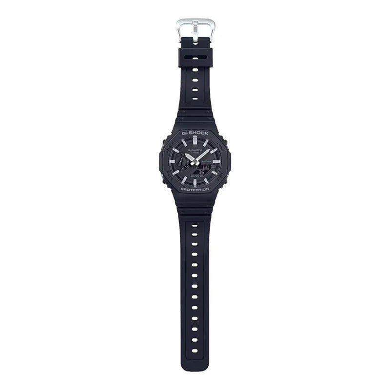 Men's Casio G-Shock Icon Analog-Digital Black Resin Strap Watch with Black Dial (Model: GA2100-1A)