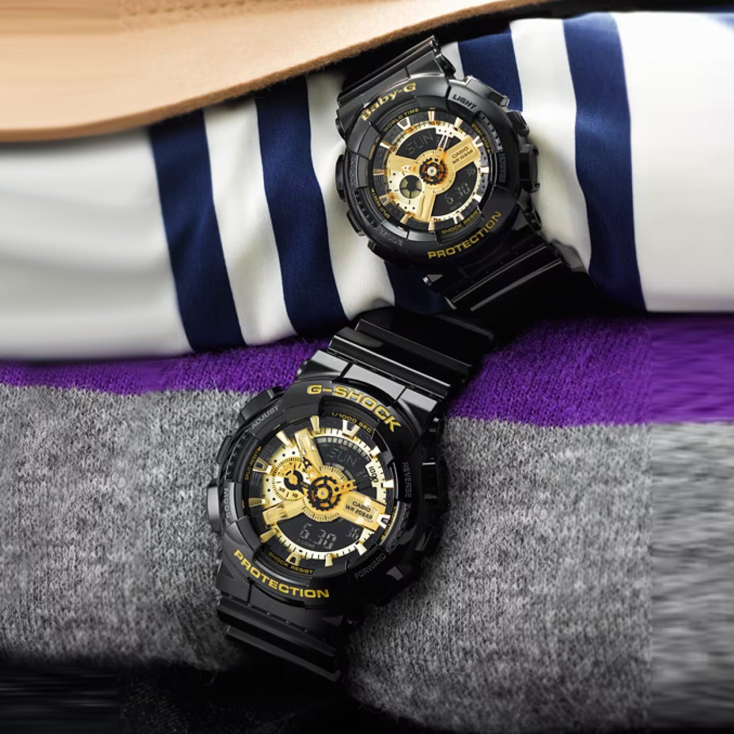 Men's Casio G-Shock Classic Resin Strap Watch with Black and Gold-Tone Dial (Model: GA110GB-1A)