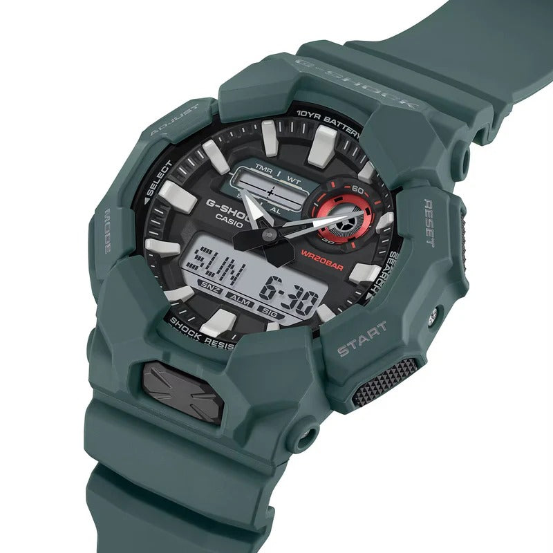 Men's Casio G-Shock Analog Digital Green Resin Strap Watch with Black Dial (Model: GA010-2A)