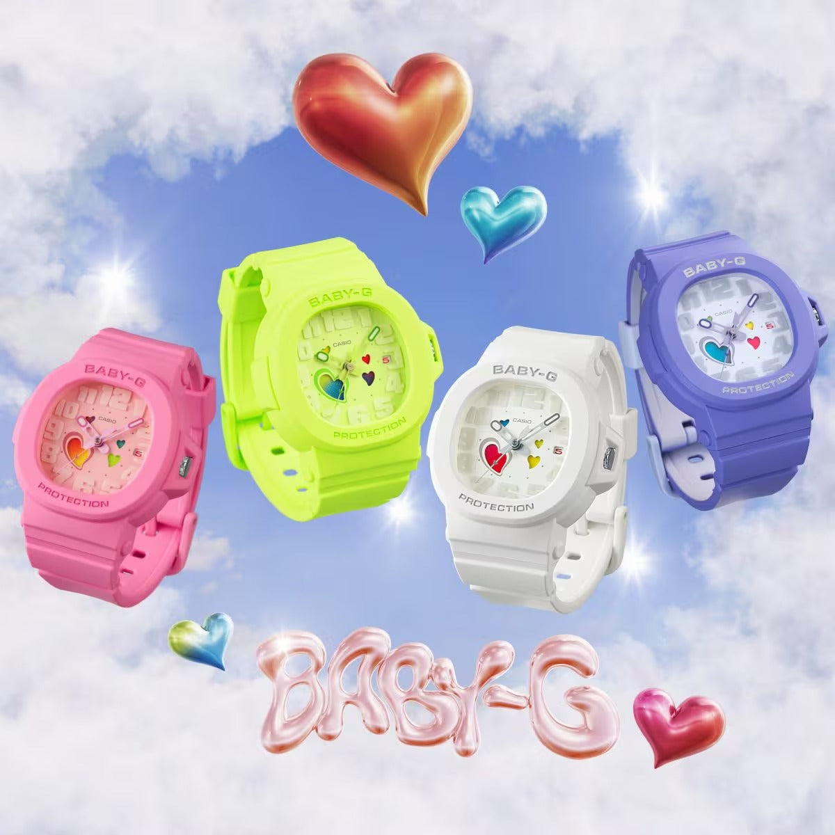 Casio Baby-G Analog Playful Hearts Series Pink Dial Quartz BGA-10-4A 100M Women's Watch