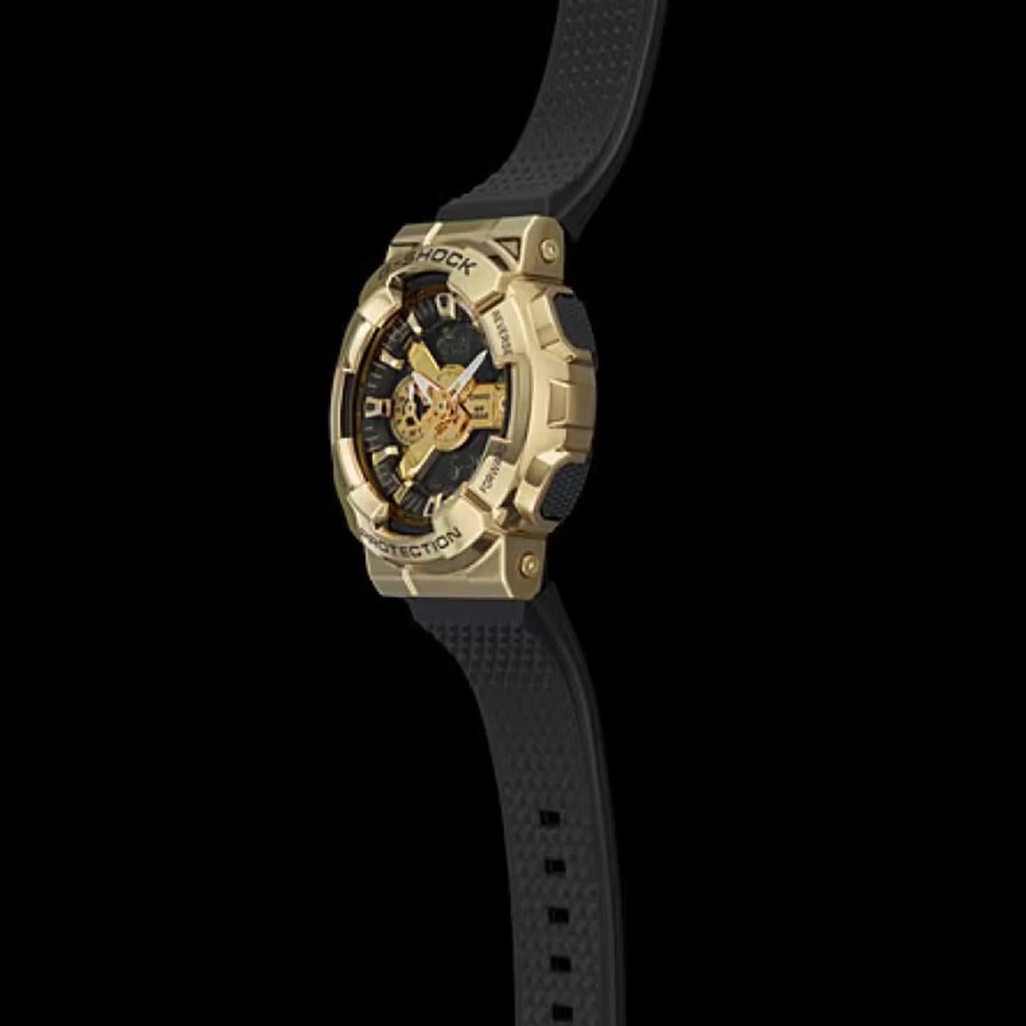 Men's Casio G-Shock Classic Gold-Tone Black Resin Strap Watch with Black and Gold-Tone Dial (Model: GM110G-1A9)